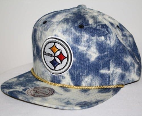 Mitchell & Ness Pittsburgh Steelers Blue Acid Wash Denim Snap Back Hat
