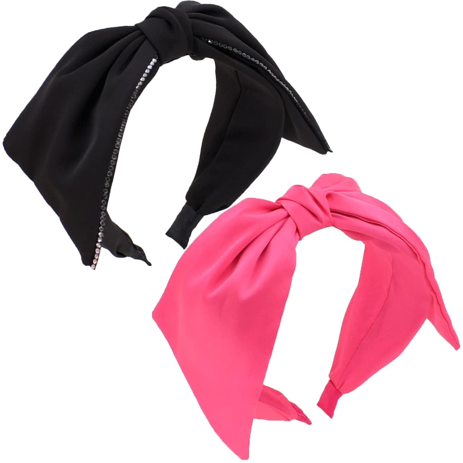BEGOOD Bow Headbands for Women Bevel Bow Knotted Headband Red Fashion Headbands Black Designer Headbands Top Knot Turban Hair Accessories for Girls 2Pcs