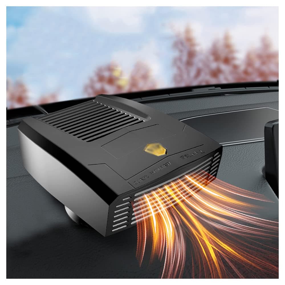 R/T Enterprises Car Heater Portable Car Fan with Air Purification 12V 150W Fast Heating Quickly Defrost Defogger 2 in 1 Modes and Automobile Windscreen Fan in Cigarette Lighter, Black1