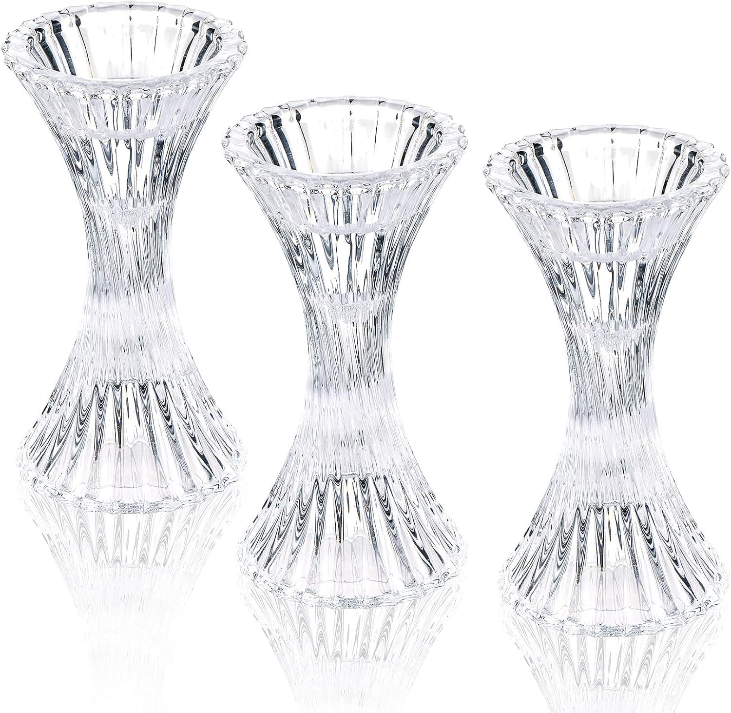 ENJINKAIL Taper Candle Holders - Glass Candlestick Holders, Decorative Candle Sticks Set of 3, for Formal Events, Wedding, Church, Fall, Holiday DéCor, Table Centerpiece Decoration