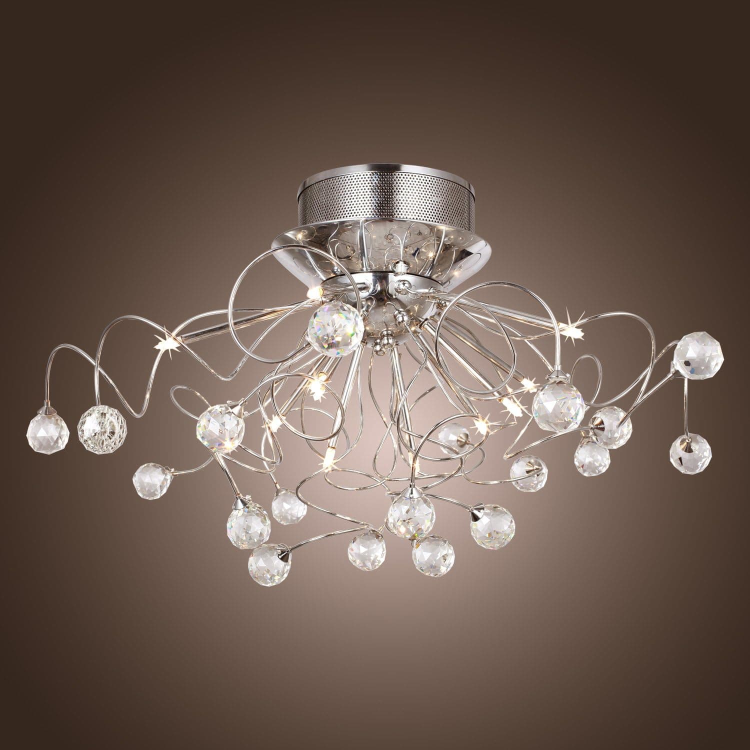 LightInTheBox® Modern Crystal Chandelier with 11 Lights Chrom, Flush Mount Chandeliers Modern Ceiling Light Fixture for Hallway, Entry, Bedroom, Living Room with Bulb Included