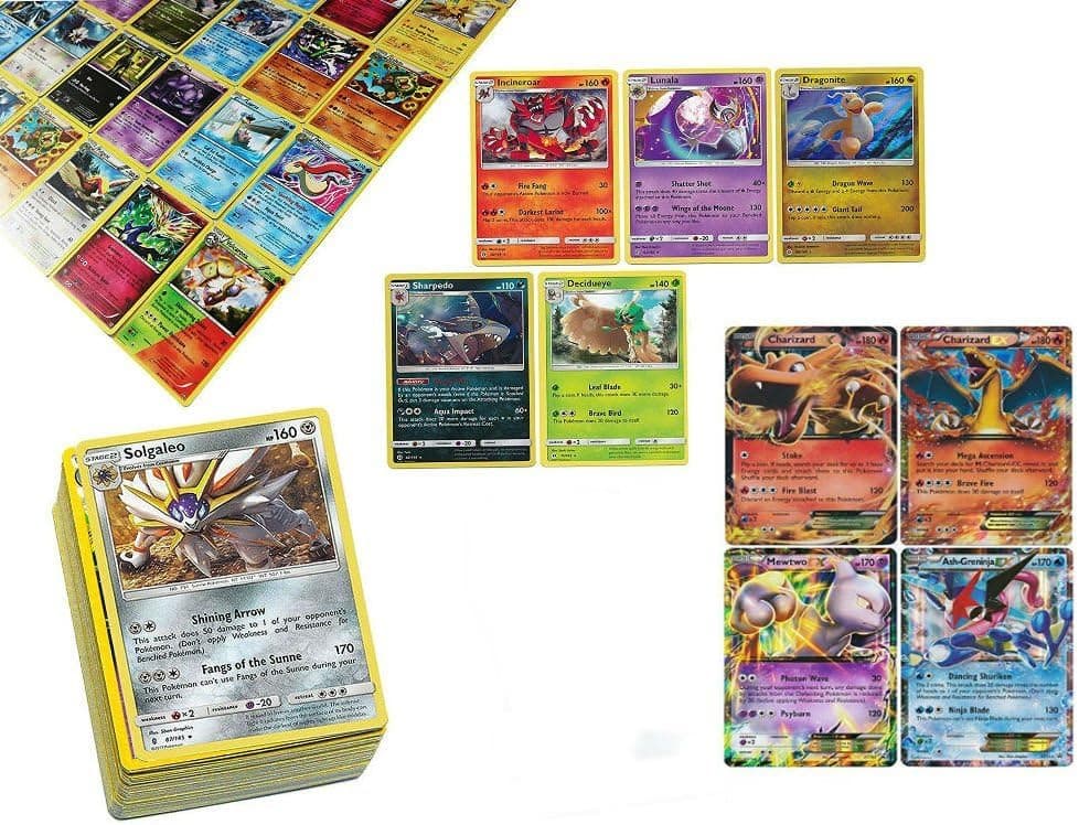Pokemon TCG: 100 Card Lot Rare, Common, Unc, Holo with 2 Ex Cards