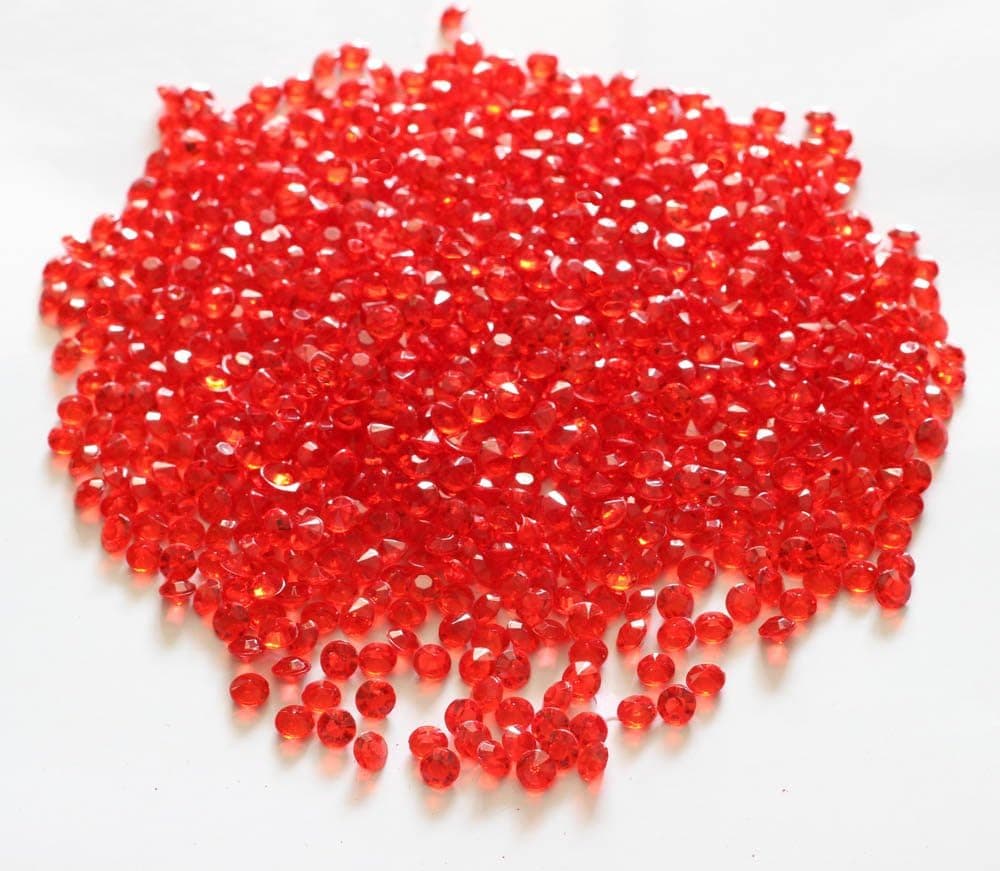 JUYO VONSAN® 2000 Diamond Table Confetti Wedding Bridal Shower Party Decorations (6mm, Red)