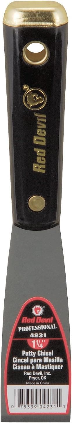 Red Devil 4231 Putty Chisel, 1.25 Inch, Gray