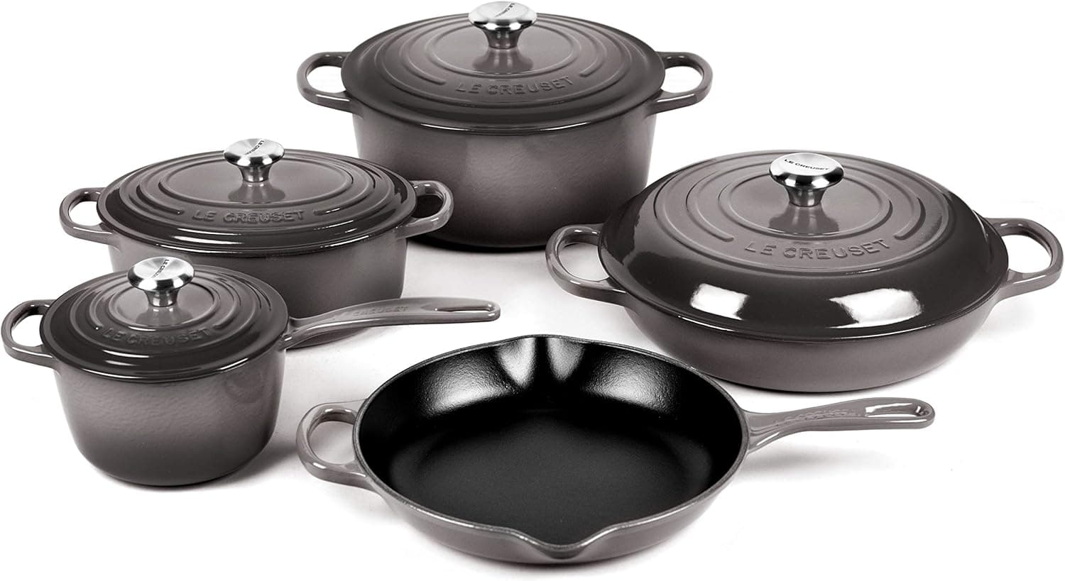 Le Creuset 9-piece Signature Cast Iron Cookware Set (Oyster)