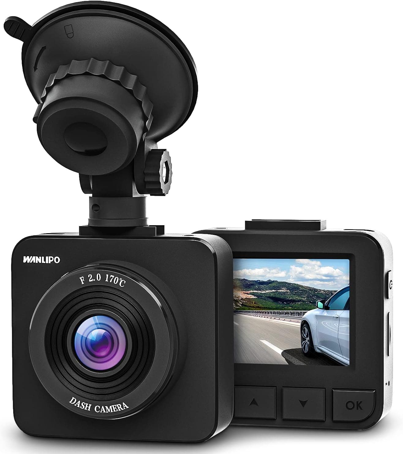 Dash Cam Front with FHD 1080p, Wanlipo Dashcam with 2 Inch LCD, Dashboard Camera for Cars with 170°Wide Angle, 24h Parking Monitor, WDR, G-Sensor, Loop Recording, Motion Detection