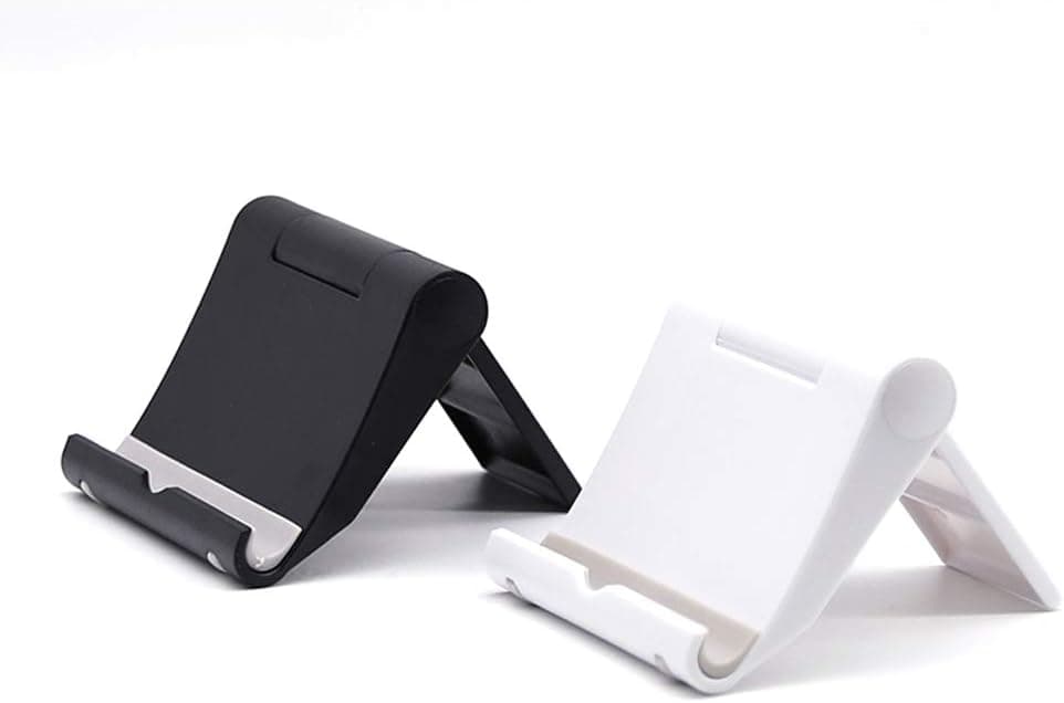 2-Pack Foldable Cell Phone Stand for Desk Office Adjustable Desktop Tablet Holder Multi-Angle Universal Compatible for 4.7-12.9" iPhone ipad Air Mini Galaxy Note All Smart Phone, (Black and White)