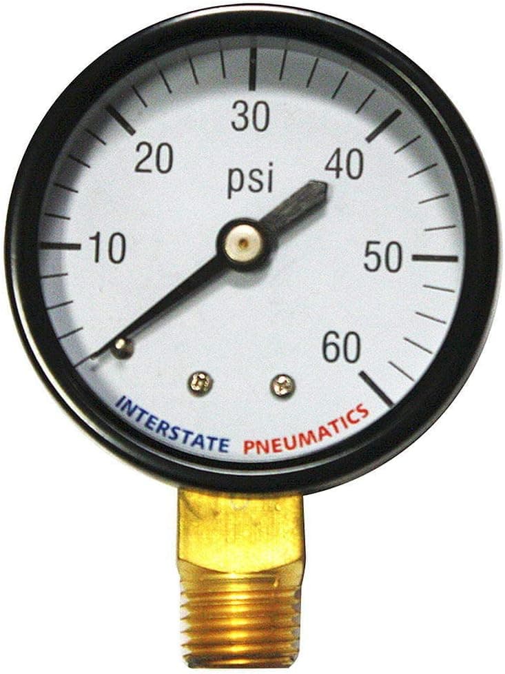 Interstate Pneumatics G2012-060 Pressure Gauge 60 PSI 2 Inch Diameter 1/4 Inch NPT Bottom Mount