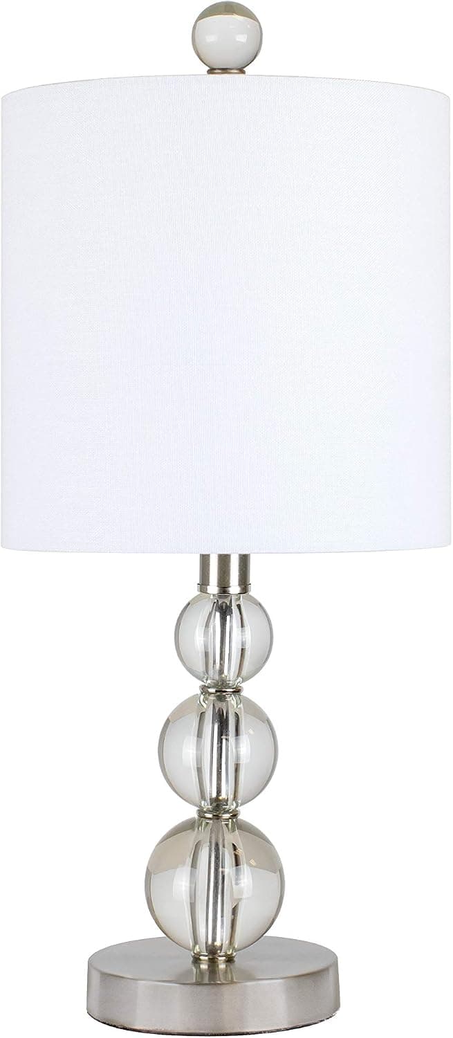 19.5" Stacked Crystal Ball Accent Table Lamp w/Brushed Nickel Base