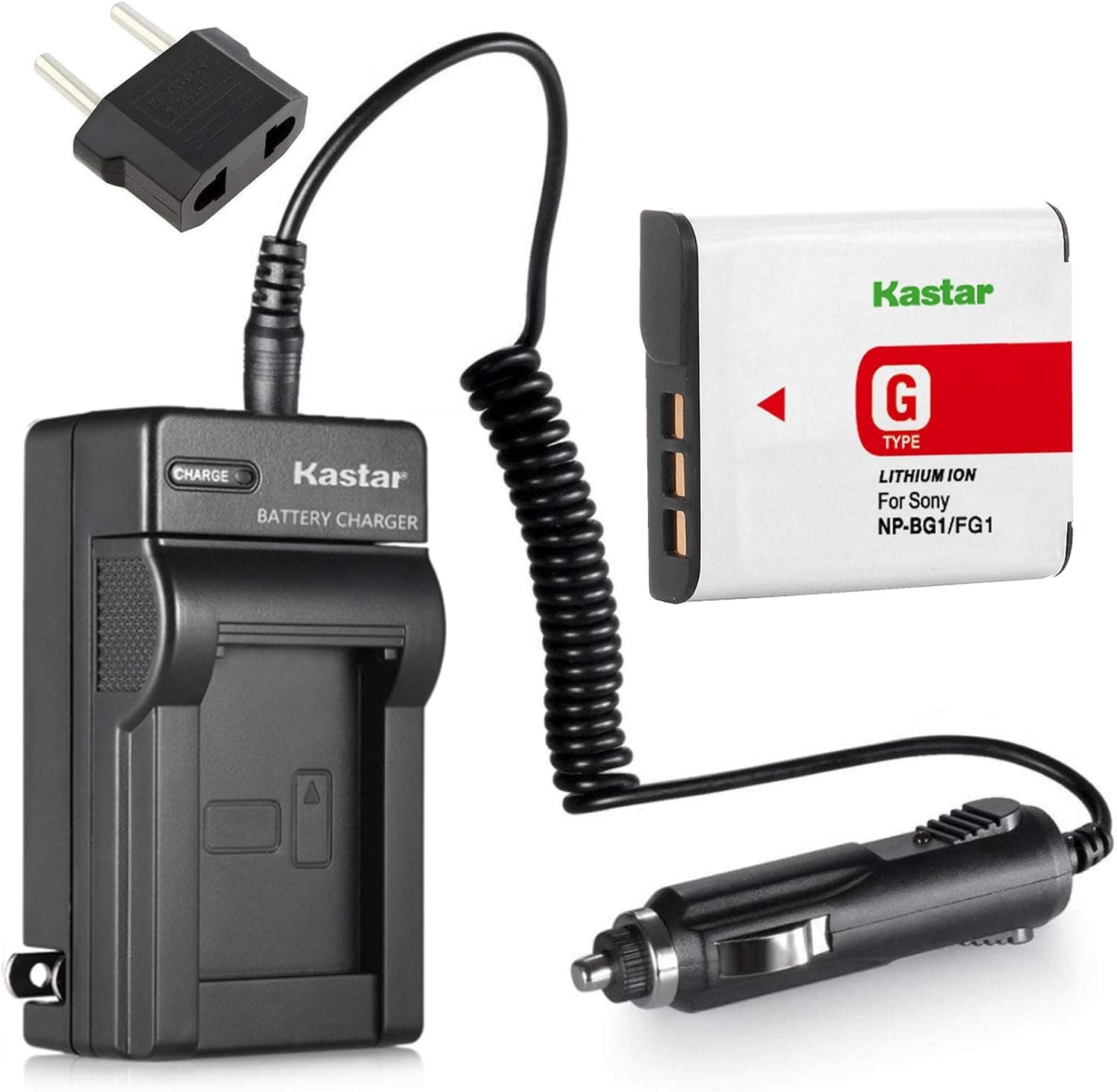 Kastar Battery and Charger for Sony NP-BG1 NP-FG1 and Sony DSC-W30 DSC-W300 DSC-W35 DSC-W40 DSC-W50 DSC-W55 DSC-W70 DSC-W80 Digital Cameras