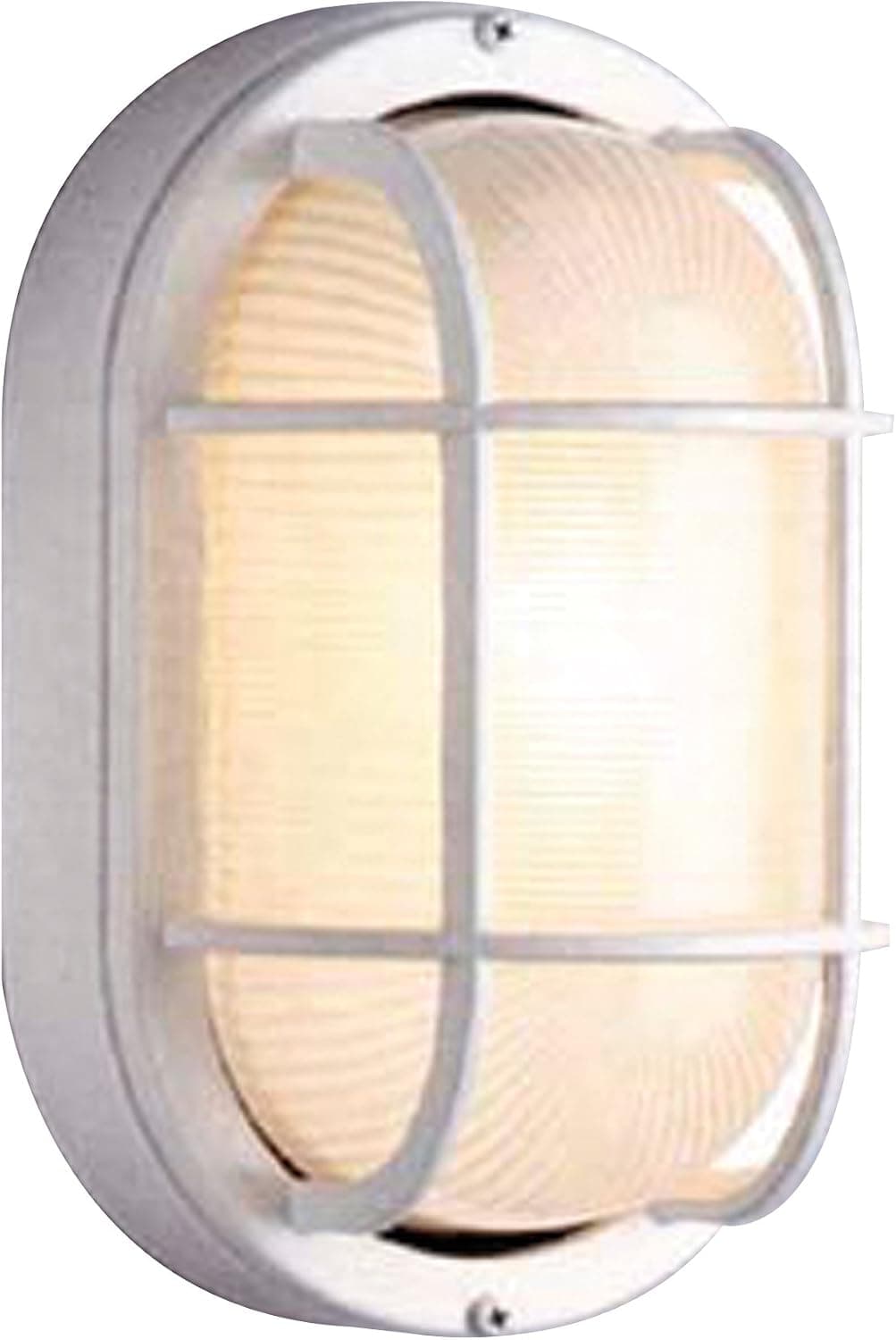 Preferred Industries TR41005-WHT Aluminum Oval Deck Light with Frosted Glass and Ceramic Socket
