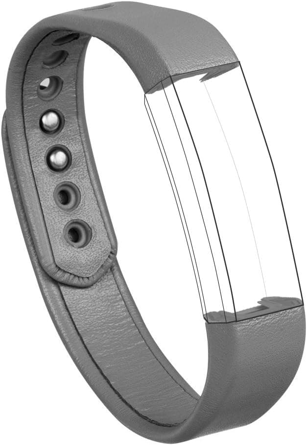 Wearlizer Genuine Leather Band Replacement Strap Wristband for Fitbit Alta - Small Grey