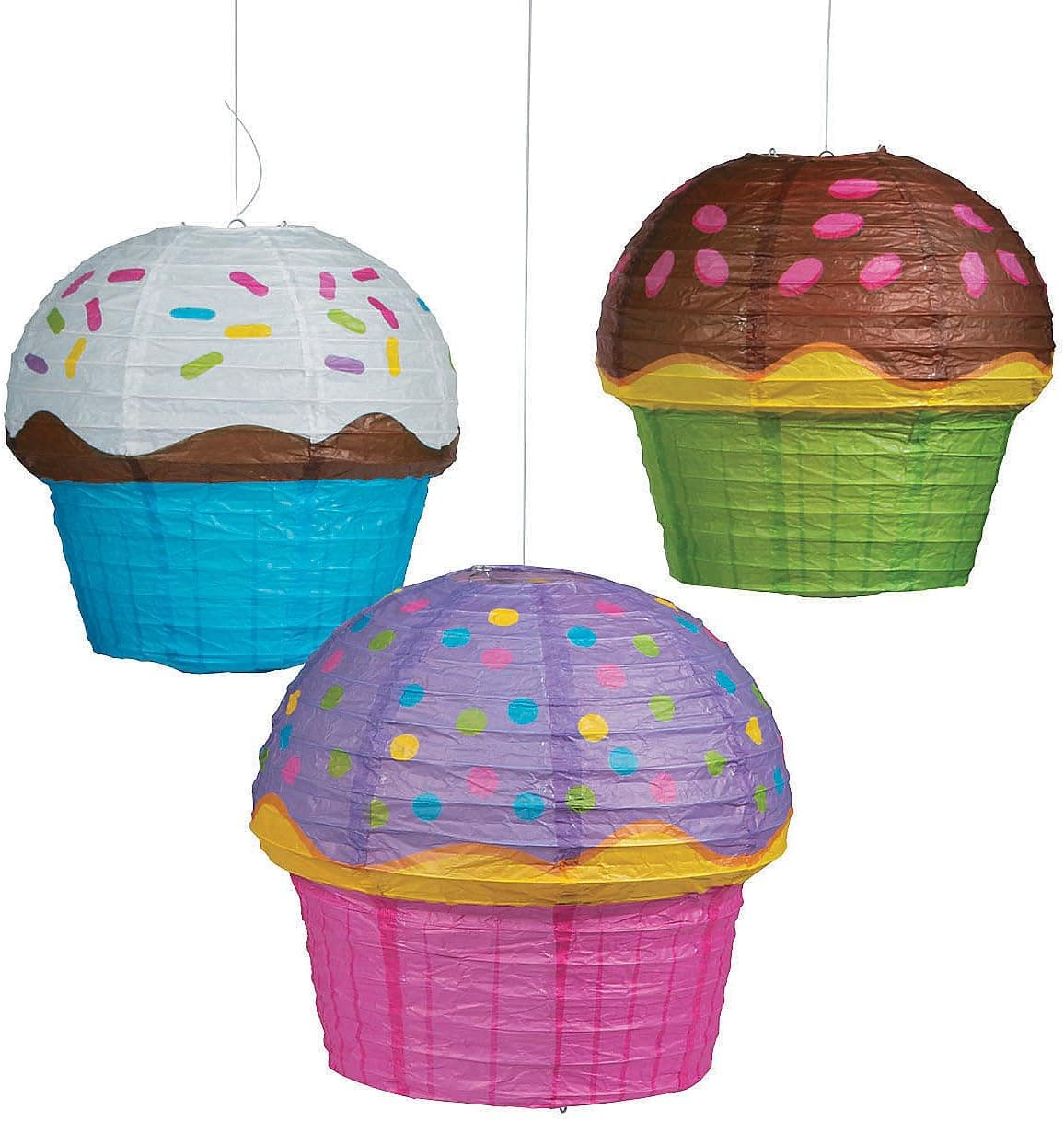 Assorted Cupcake Paper Lanterns - 12" | 6 Pcs.