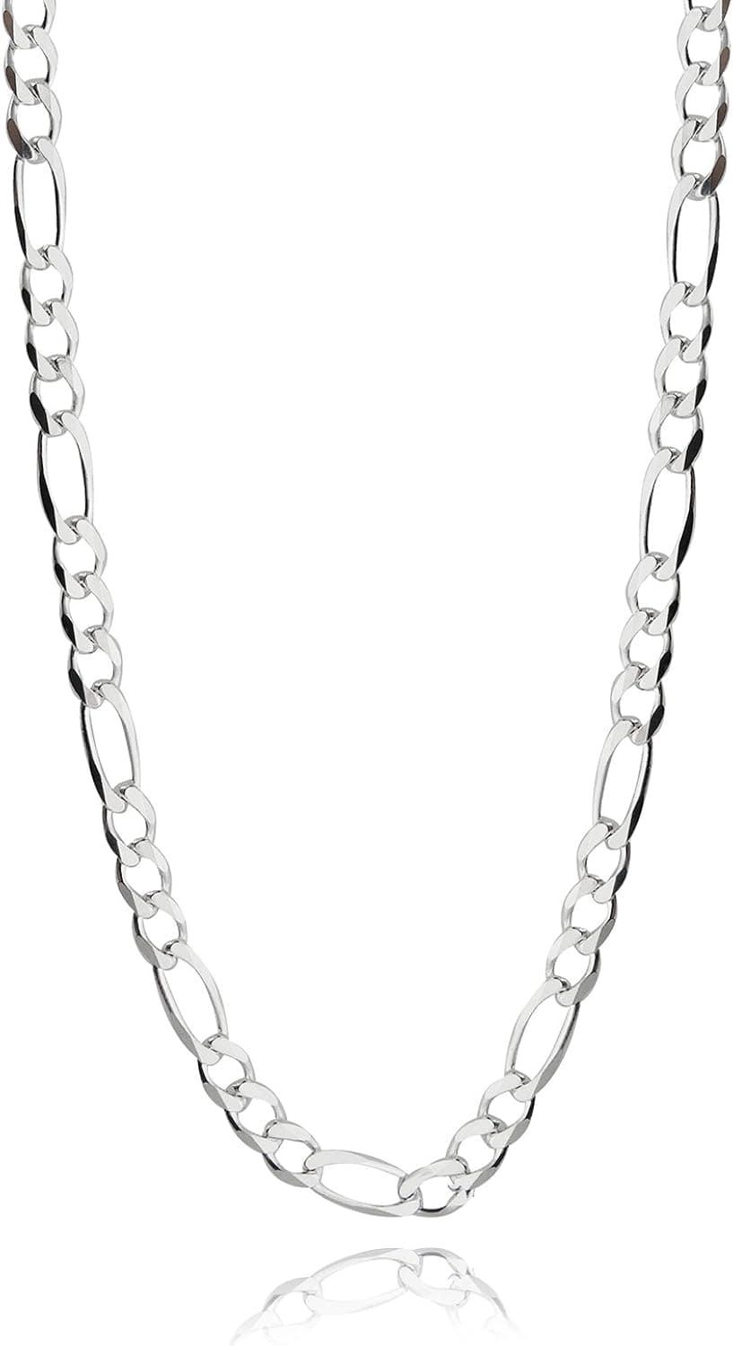 FashionJunkie4Life Italian 925 Sterling Silver 4mm Figaro Link Chain Necklace - 16, 18, 20, 22, 24, 30 Inches