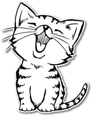 Kitten Cute Meow Vinyl Sticker - Car Phone Helmet Bumper Sticker Decal