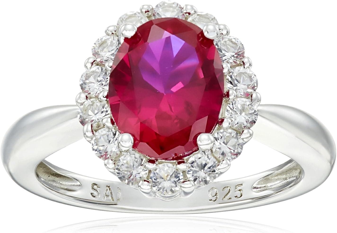 Amazon Collection Sterling Silver Created Gemstone and Created White Sapphire Ring