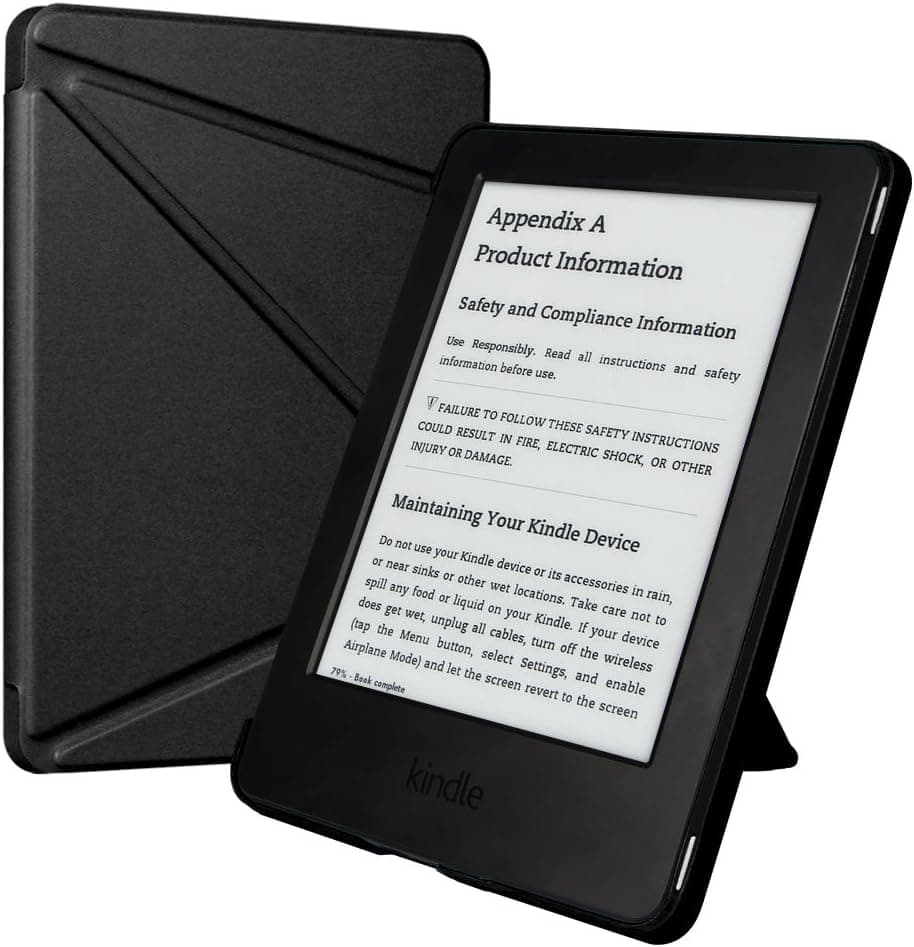 Kindle Case,Kindle (7th Gen) Smart Case Cover,ESR Yippee Colour [Ultra Slim][Light Weight] PU Leather Case Cover for Kindle 6 inches Glare-Free(New Touchscreen Display, 2014 Released)-Mysterious Black