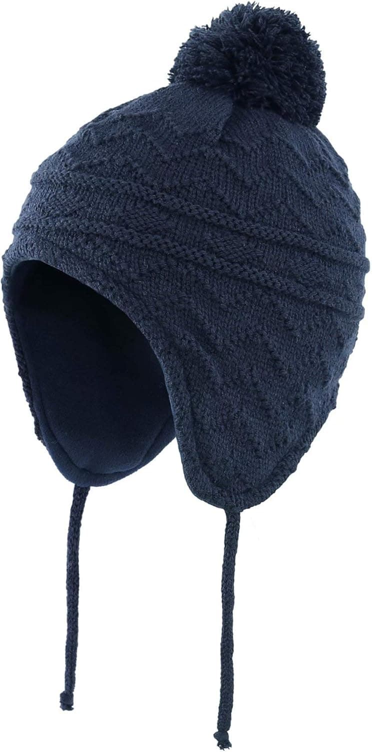 Connectyle Toddler Boys Girls Fleece Lined Knit Kids Hat with Earflap Winter Hat