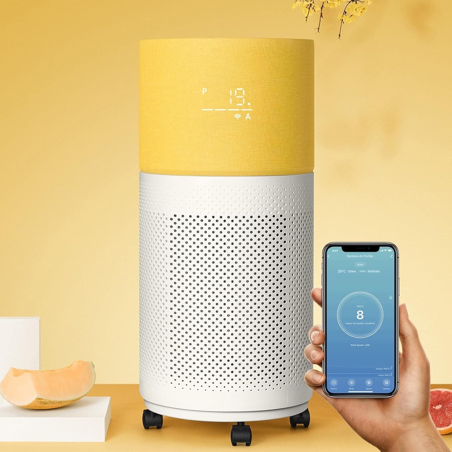 CleanForce Rainbow H13 True HEPA Air Purifier for Home Large Room, Bedroom, up to 2550sqft, Smart App-Control air Quality Monitor, Filters dust Pollen Smoke Odor VOCs