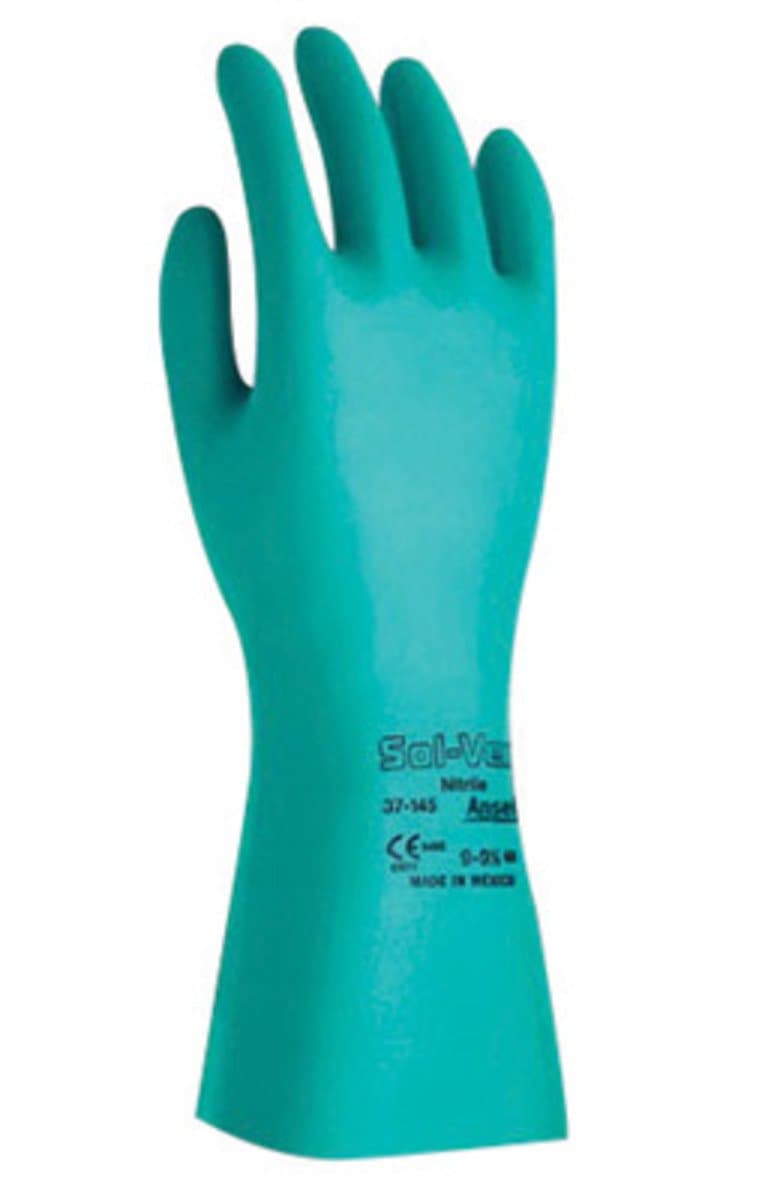 Ansell Size 9 Green Sol-Vex 15" Unlined 22 mil Nitrile Glove With Sandpatch Finish And Straight Cuff