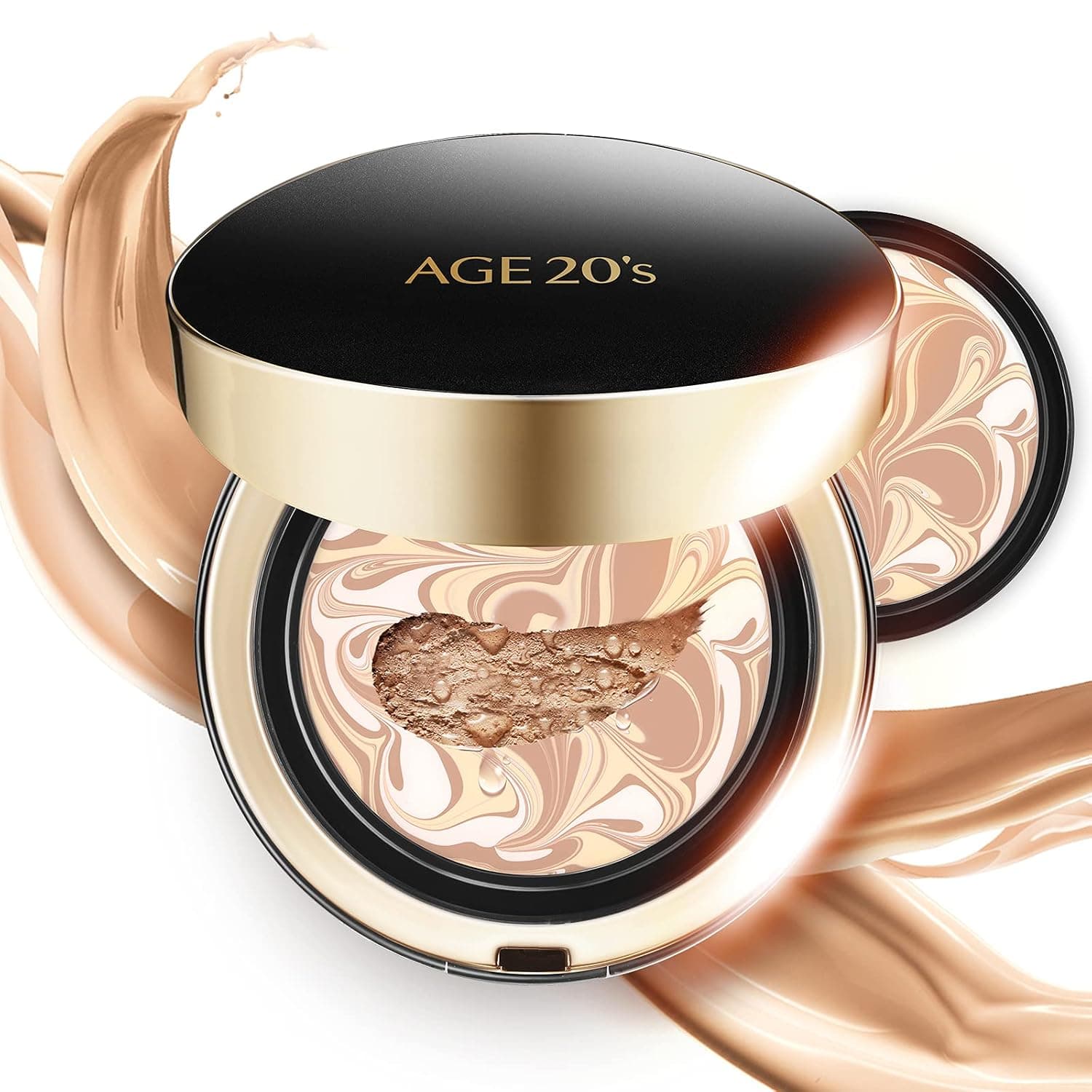 AGE 20's Signature Intense Sunscreen SPF 50+ Foundation, Natural Coverage, Cushion Korean Makeup, 71% Essence Natural Dewy Finish, Refill Included, 13 Ivory (0.49 oz x2 ea)