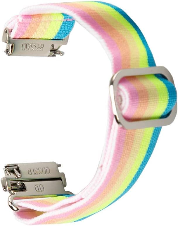 Seltureone Replacement Bands Compatible for Fitbit Versa 2, (Adjustable Length/Size) Quick Release Soft Nylon Watch Band for Versa/Versa Lite for Women Men, Rainbow