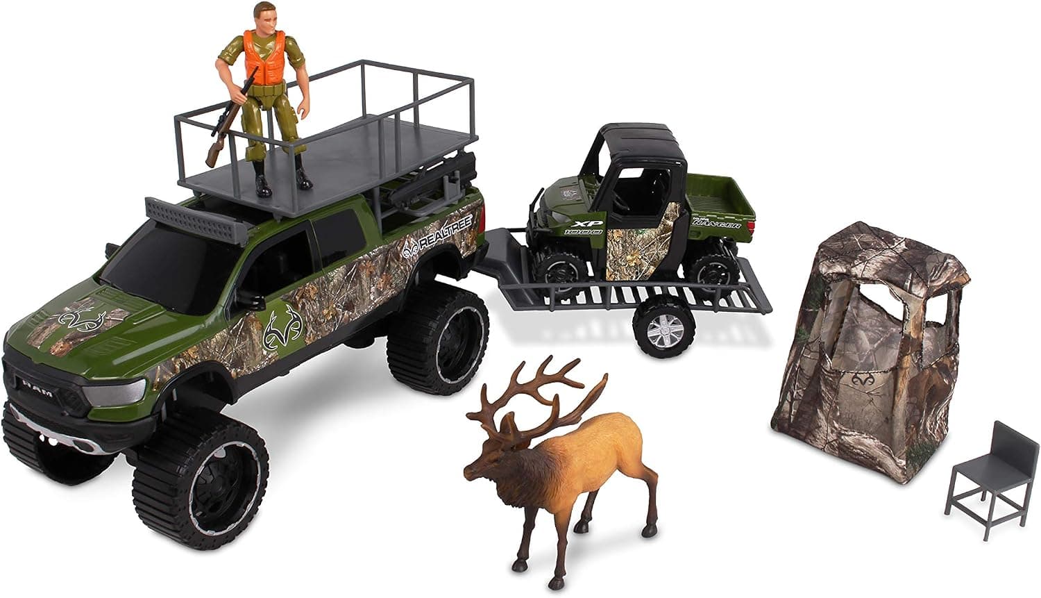 NKOK 1: 18 Realtree 10Piece Deluxe Ram 1500 Rebel & Polaris Ranger Elk Hunting Playset