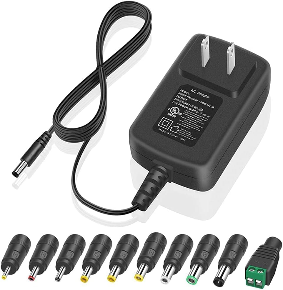 26V 1A 0.5A AC Adapter Power Supply 26W 10 Tips UL Listed Chager Power Cord for Speakers Scanners Routers Home Appliances