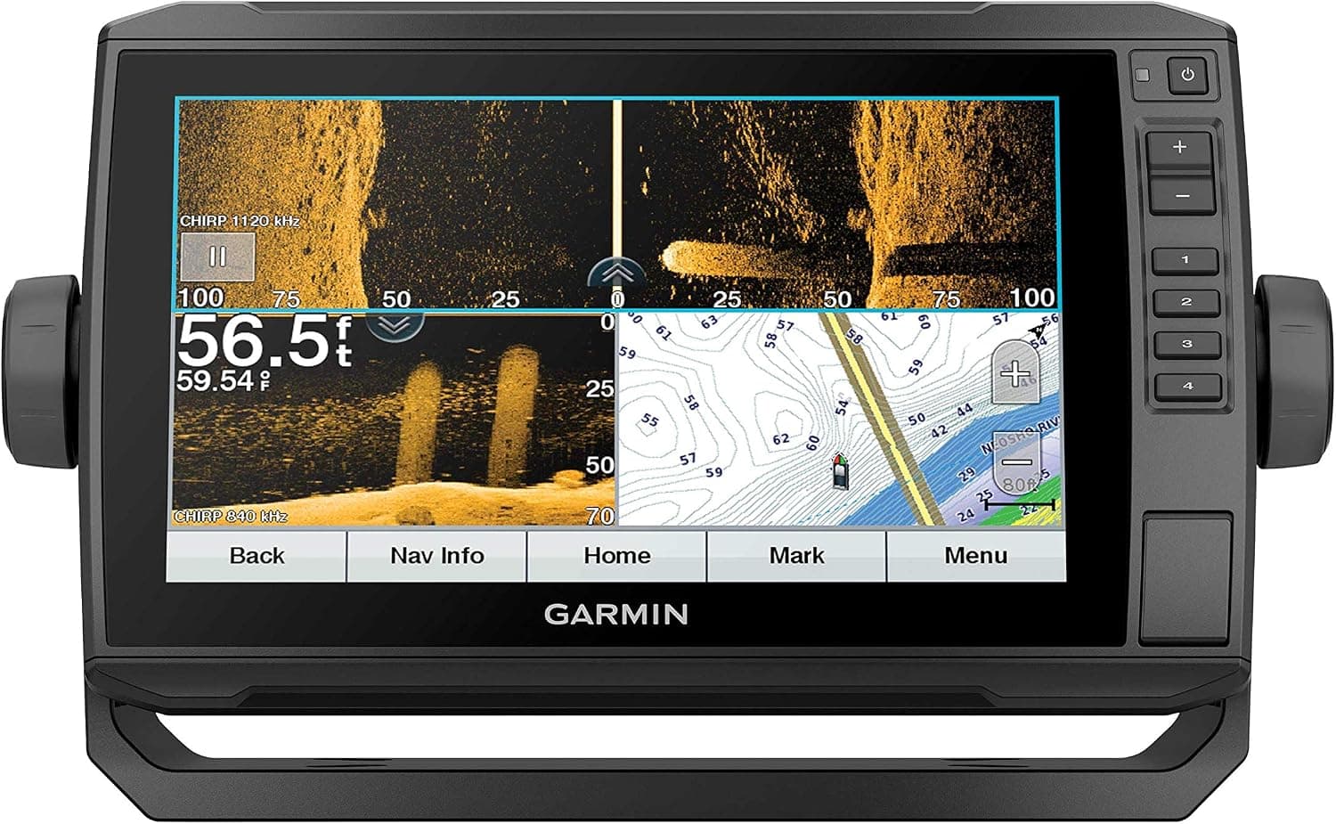 Garmin ECHOMAP UHD 93sv, 9" Keyed-Assist Touchscreen Chartplotter with U.S. LakeVü g3 and GT54UHD-TM transducer