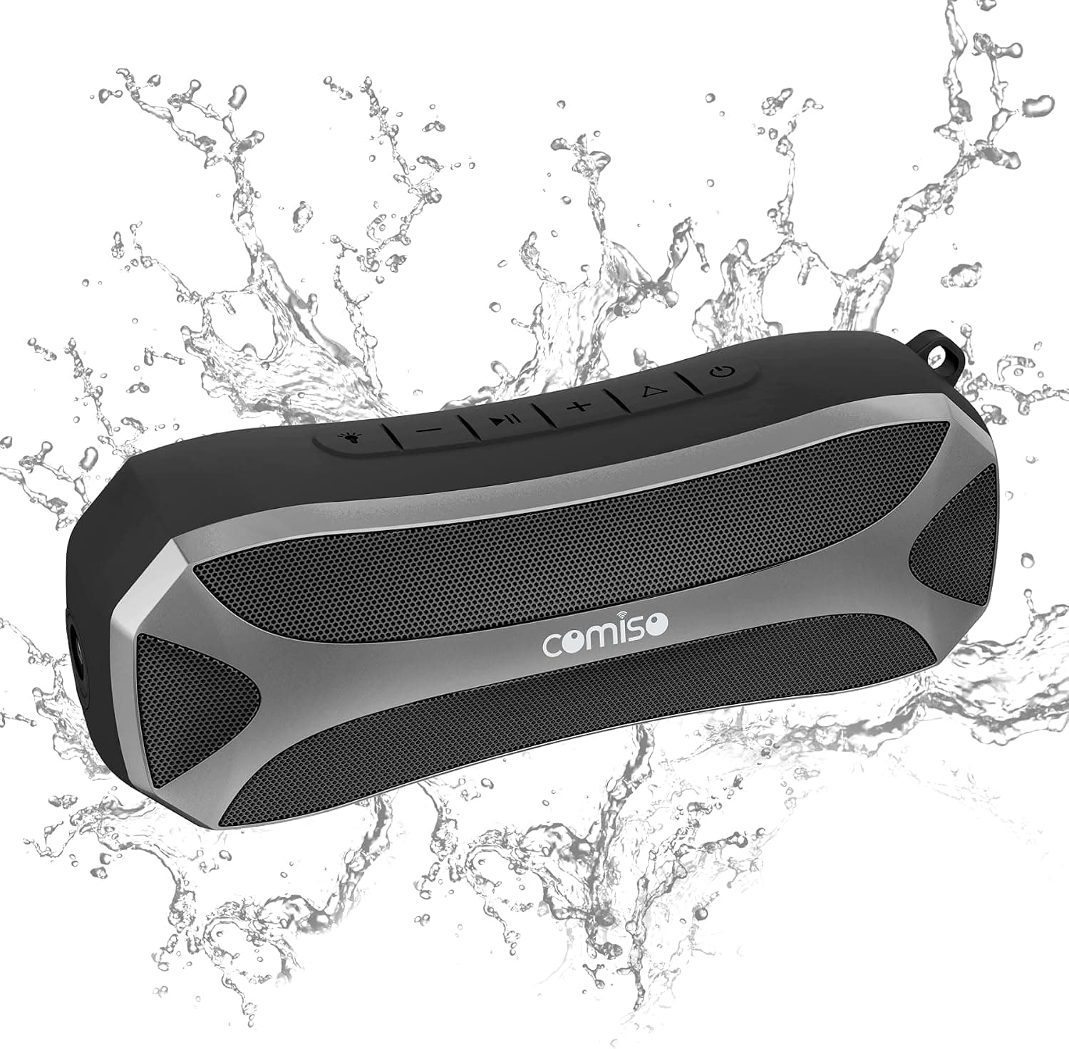 comiso Portable Bluetooth Speakers, Waterproof IPX7 Outdoor Speaker with Light, 30W Loud Sound Powerful Bass, Dual Stereo Pairing, Handsfree Call Bluetooth 5.0 24 Hours for Travel Mountaineering