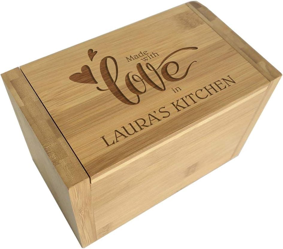 GiftsForYouNow Engraved Made With Love Recipe Box