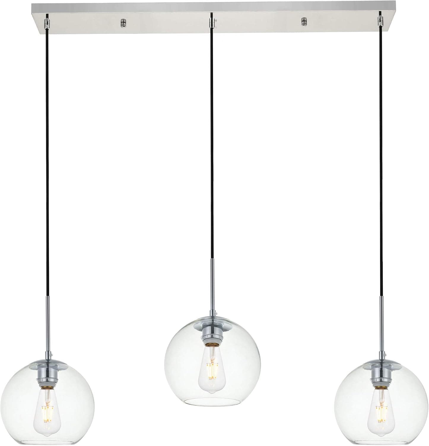 Elegant Lighting Baxter 3 Lights Chrome Pendant with Clear Glass