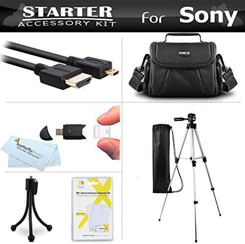 Accessories Kit for Sony Cyber-Shot DSCH300/B, HX400V/B, DSC-HX300 Digital Camera Includes Deluxe Carrying Case + 50 Tripod with Case + Micro HDMI Cable + LCD Screen Protectors + Mini Tripod + More