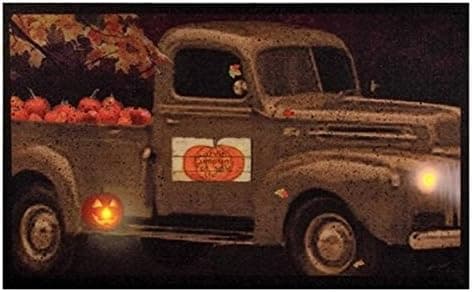 Ohio Wholesale Pumpkin Truck Lighted Canvas | Perfect Halloween Accent for Home Decor | 20" x 12"