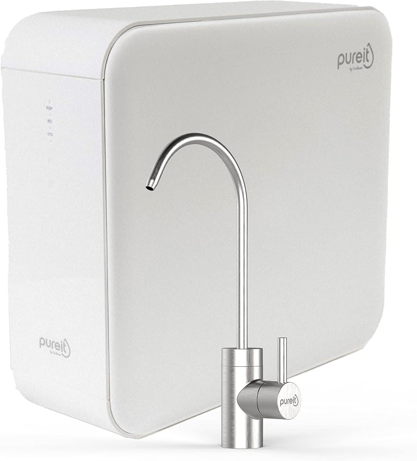Pureit 5 Series UR5640 RO Reverse Osmosis Water Purifier, DURAViva Filtration Tech, WQA Gold Seal-Certified, 569 GPD Fast Flow, 90%+ TDS removal, Tankless, Compact Under Sink, Stainless Steel Faucet