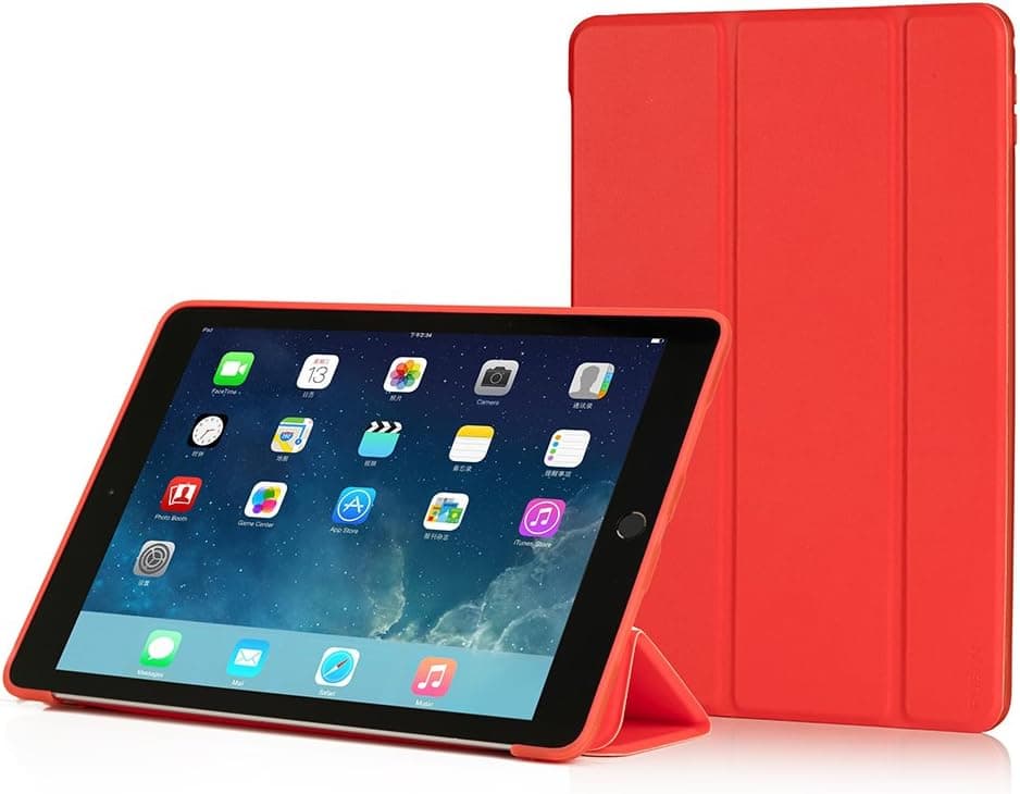 RUBAN Case Compatible with iPad Air 1(2013 Release) - Ultra Slim Lightweight Smart Cover Case with Anti-Scratch Non-Slip Flexible Soft TPU Back Cover with Auto Sleep/Wake, Red