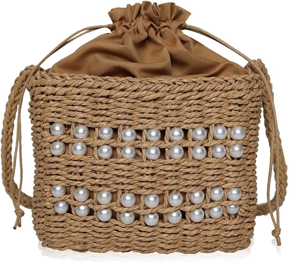 ELDA Straw Shoulder Bag for Women Summer Beach Purse Woven Crossbody Bags Handbag