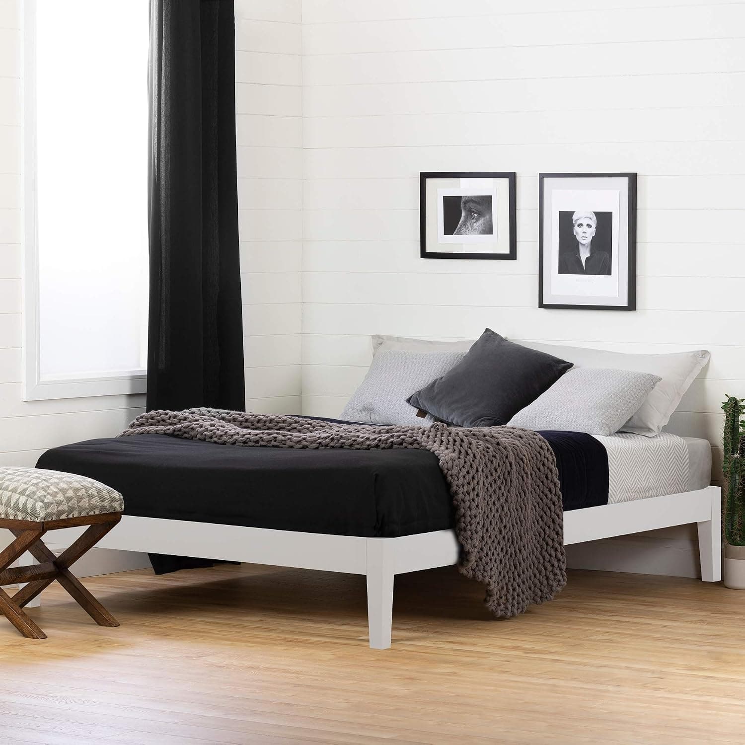 South Shore Vito Platform Bed-Full-White