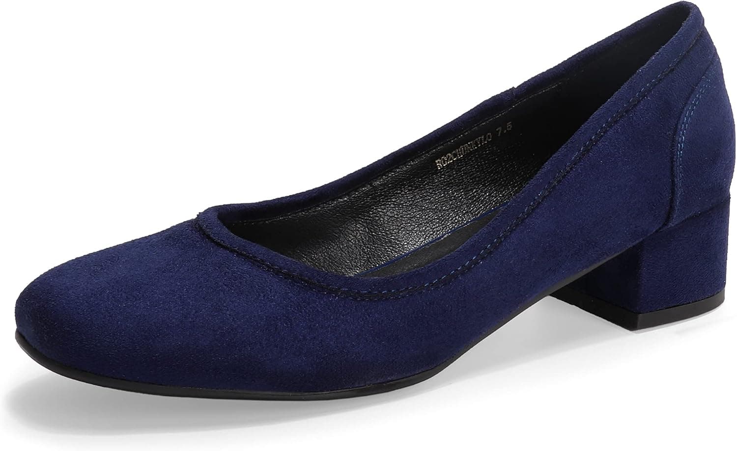 IDIFU Women's RO2 Low Chunky Heel Pumps Closed Square Toe Dress Shoes for Wedding Work Evening