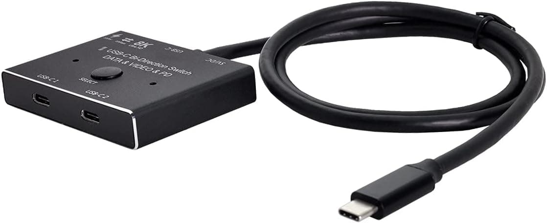 Cablecc USB-C Type-C Bi-Direction Switch MST 1 to 2 Hub Support Video Data PD 8K@30hz 100W 10Gbps 50CM