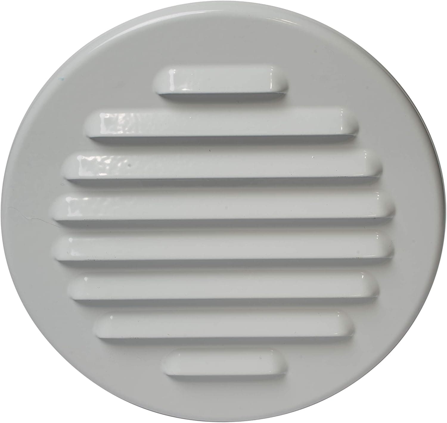 Vent Systems 4'' Inch Soffit Vent Cover - Round Air Vent Louver - Grill Cover - Built-in Insect Screen - HVAC Vents for Bathroom, Home Office, Kitchen 4'' Inch White Metal