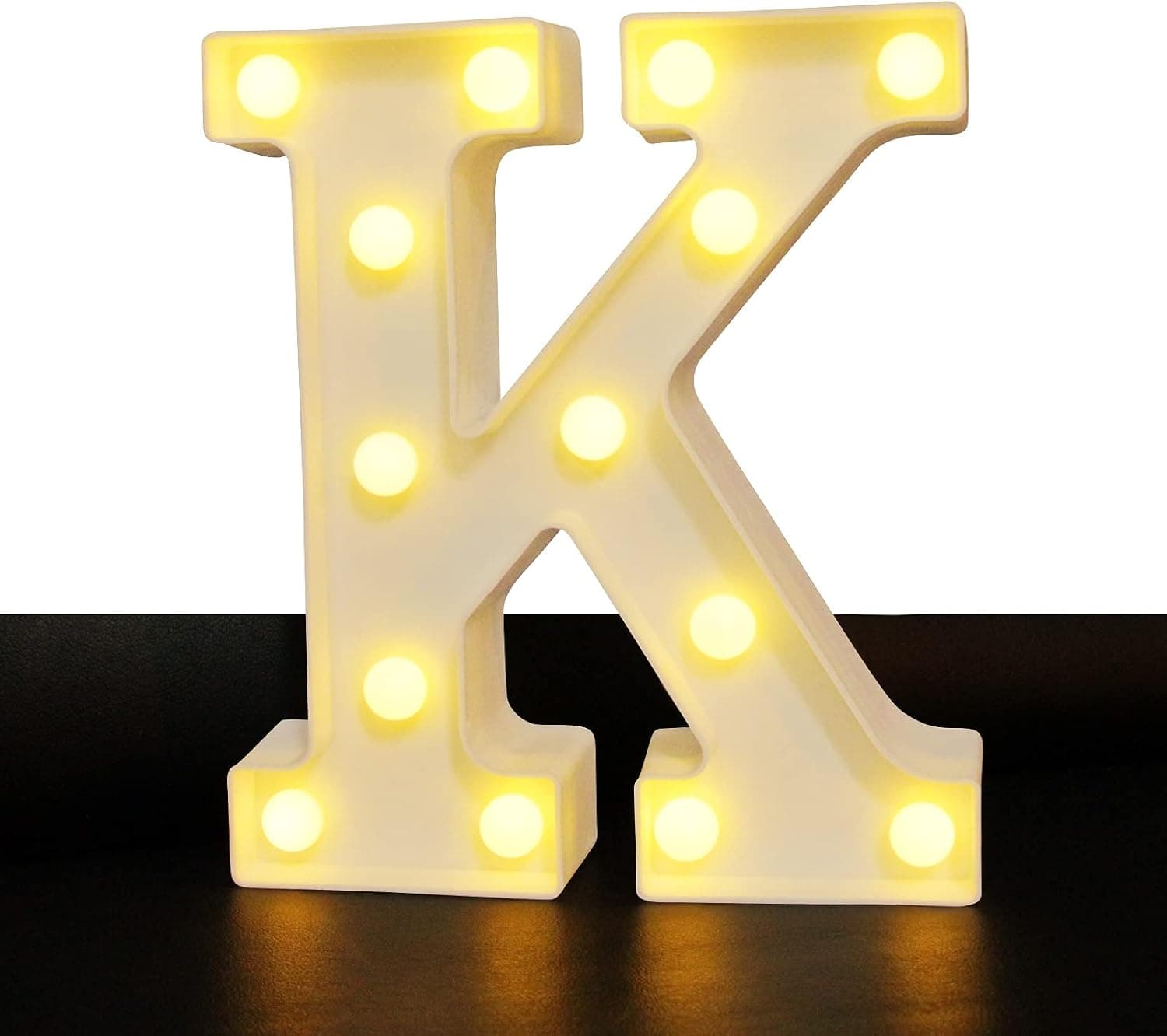 LED Marquee Letter Lights Sign,Warm White LED Lamp,Light up 26 Alphabet for Living Room, Bedroom Table & Wall,Home Bar,Christmas Decoration-Letter K