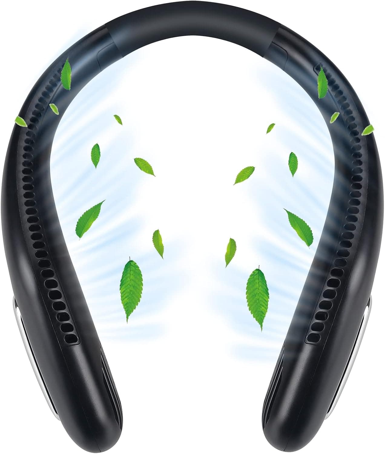 Rexspt Portable Neck Fan, Hands Free Bladeless Fan, USB Rechargeable Personal Fan with 3 Wind Speed Adjustable, Headphone Design 360° Cooling Hanging Fan for Traveling