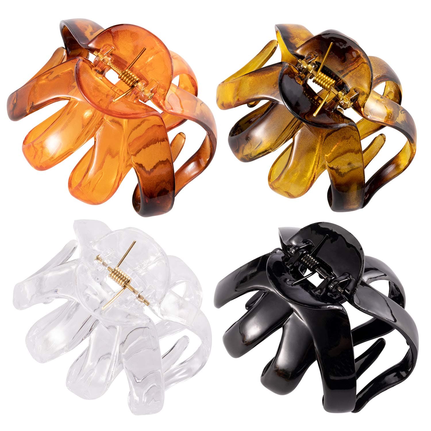 YOHAMA 4 pcs Large Octopus Hair Clip for Thick Hair Big Spider Hair Claw Clips for Women and Girls Strong Hold No-Slip Hair Jaw Clip for All Hair Types.(3.1Inch/4 Color)