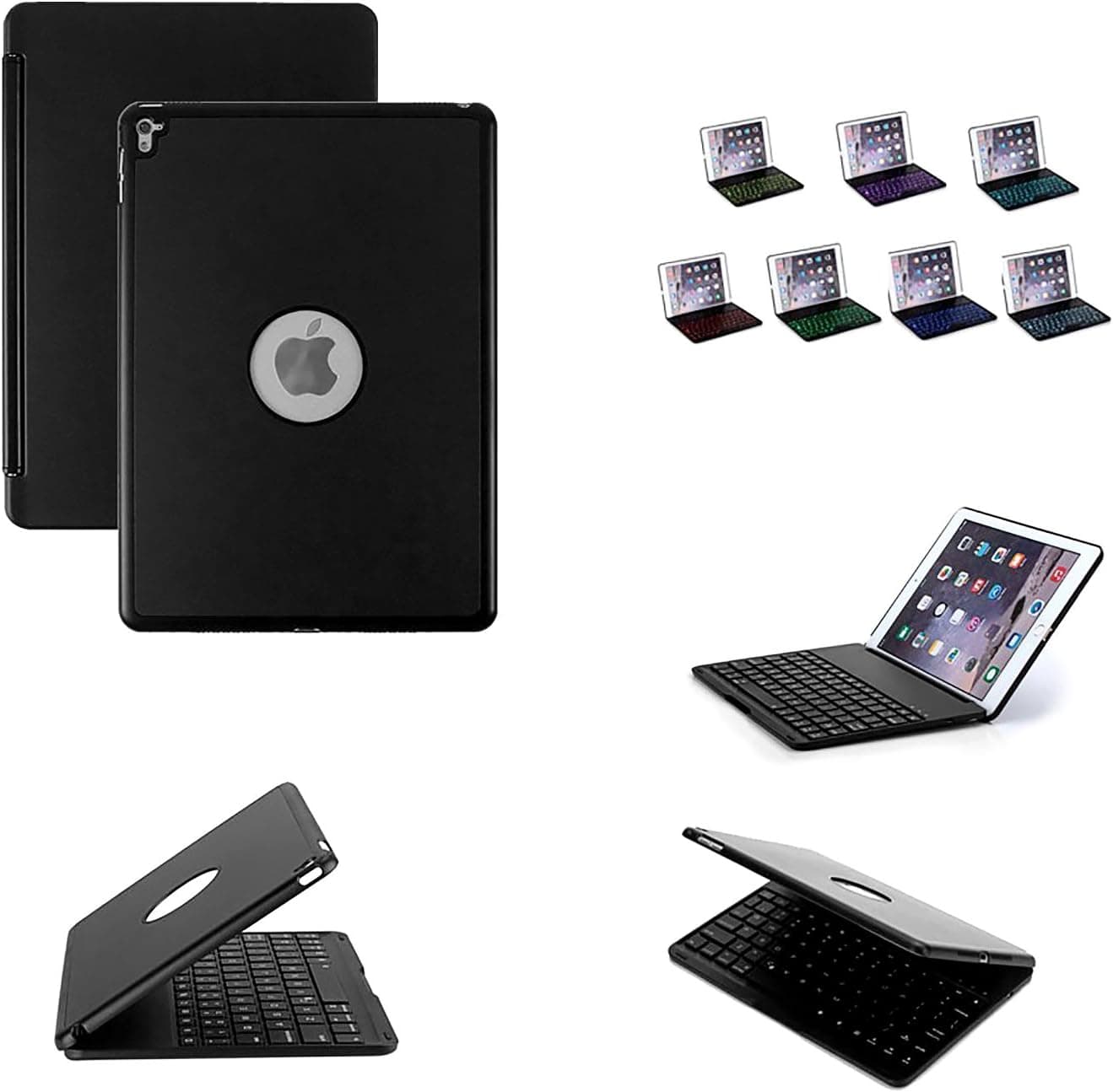 iPad Pro 9.7 Keyboard Case, Earto Slim Aluminum Alloy Buttom Blutooth Keyboard Case Cover with 7 Color LED Backlight for iPad Pro 9.7 Inch