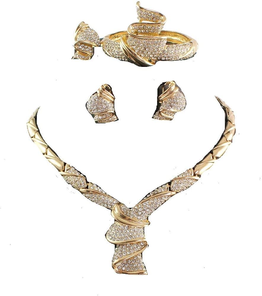 Fashion Women 18k Gold Plated Africa Dubai Wedding Party Necklace Jewelry Set with Gift Boxes