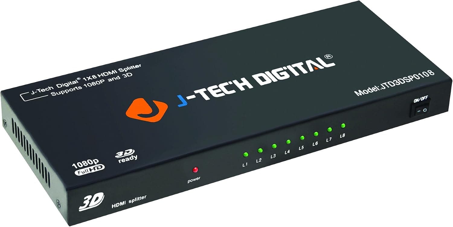 J-Tech Digital 8-Port HDMI v.1.3 Splitter 1x8 Full HD 1080P Certified with 3D [JTD3DSP0108]