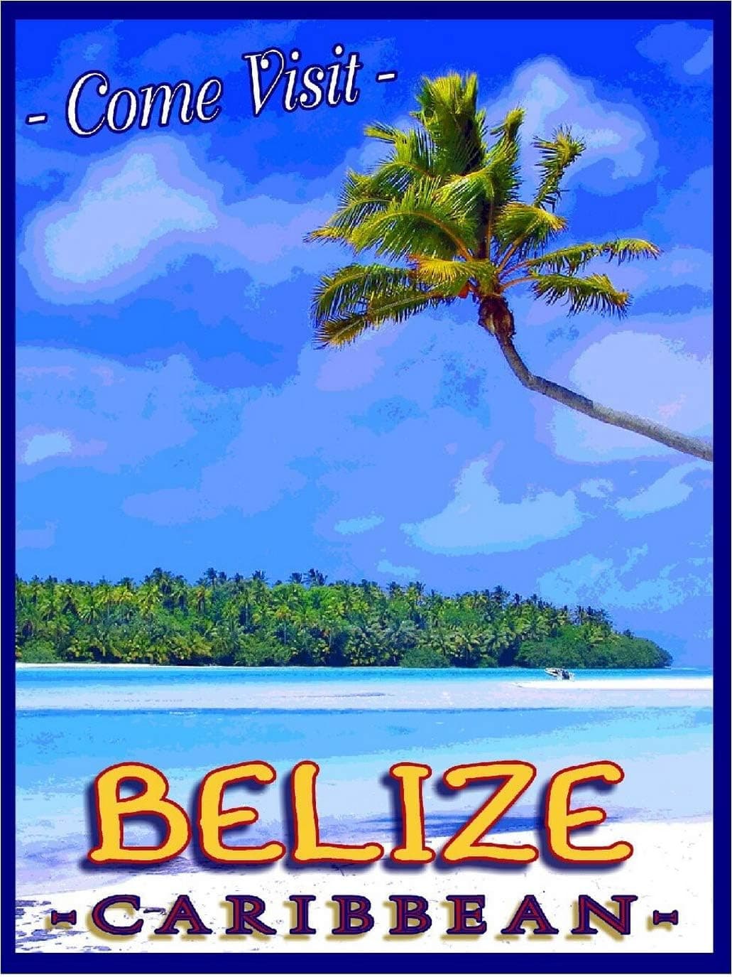 TYmall Metal Sign Wall Plaque 8X12 Inch Belize Central America Caribbean Sea Beach Ocean Travel Advertisement Retro Metal Poster Signs Decor House Home Tin Signs