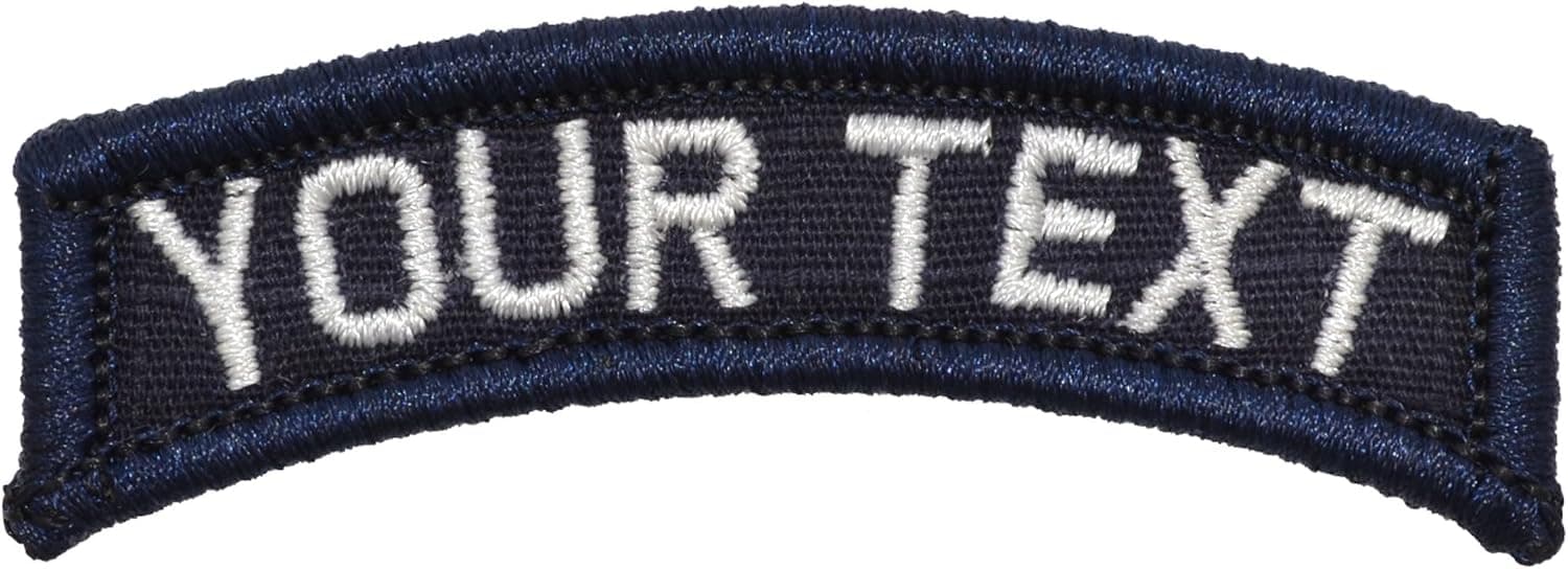 Custom Text Tab Patch W/Hook Fastener Patch (Navy Blue)