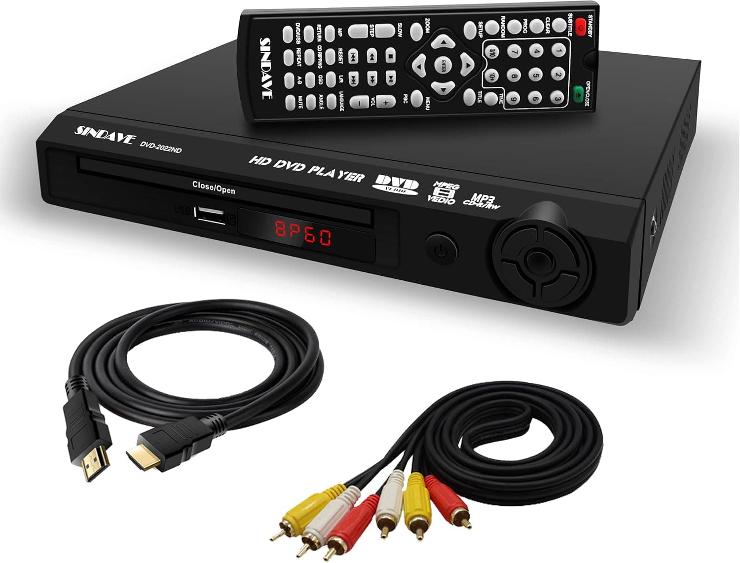 DVD Players for TV, HD DVD Player, Compact Home DVD Player , All Region HDMI 1080P HD DVD/JPEG/CD-R/CD-RW/ CD Player with Remote USB Port PAL/NTSC (2022 New DVD)